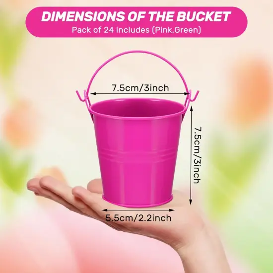24 Pack Small Metal Buckets - Witch Party Favor {2}