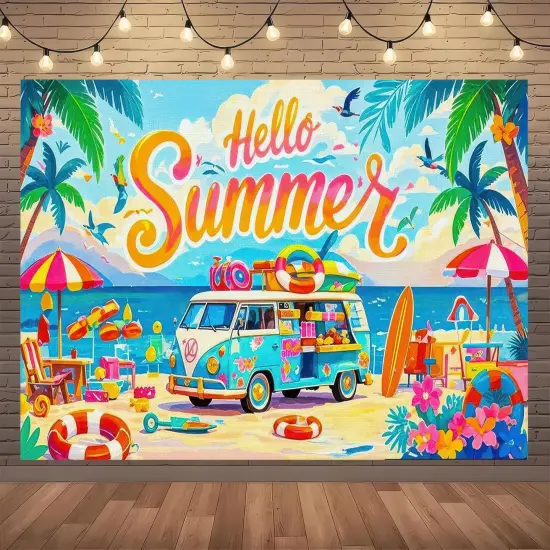 Summer Party Banner 71x43 Inches Multicolor Beach {2}