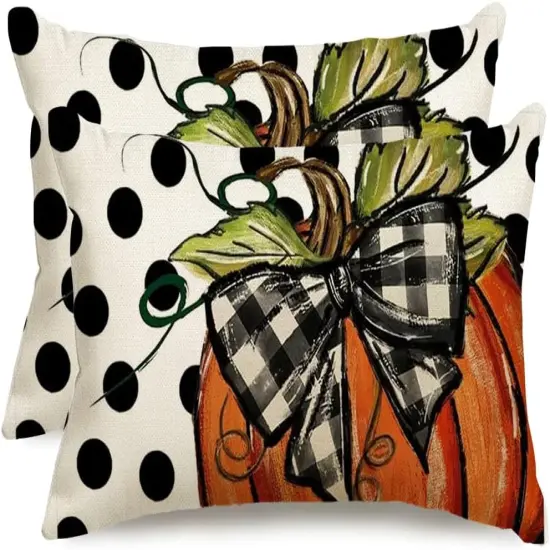 Polka Dot Pumpkin Decorative Pillows Thanksgiving Outdoor Autumn Throw Pillows Decoration {1}