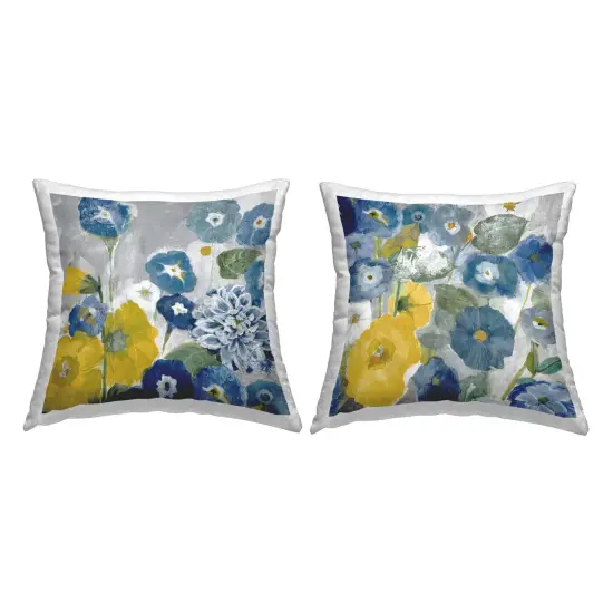 Stupell Industries Blue Yellow Morning Glory Flowers 2pc Indoor Pillow Set, 18 x 7 x 18 {1}