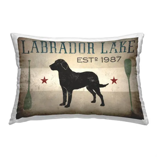 Stupell Industries Vintage Labrador Lake Indoor Pillow, 14 x 7 x 20 {1}