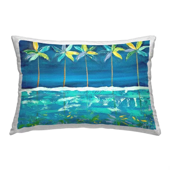 Stupell Industries Green & Blue Palms Outdoor Pillow, 14 x 7 x 20 {1}