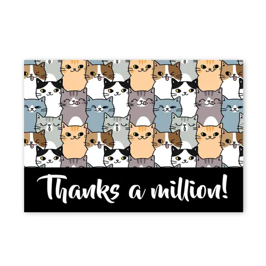 Great Papers! Thanks a Million Cats Thank You Note Card and White Envelope, 4.875" x 3.375", 24 count {1}
