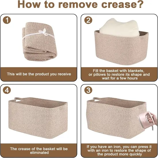 Large Storage Basket, Cotton Rope Woven Blanket Basket, Toy Storage for Baby Room, Living Room, Brown {5}