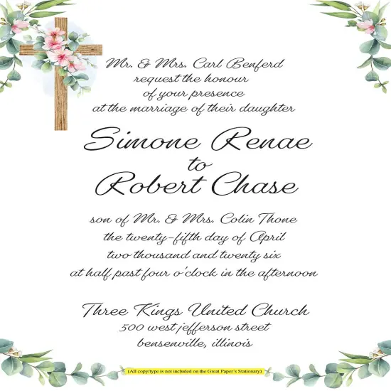 Great Papers! Floral Faith Elegance Letterhead, for Invitations, Announcements and Personal Messages, Printer Friendly 8.5&rdquo;x11&rdquo;, 50 Pack {4}