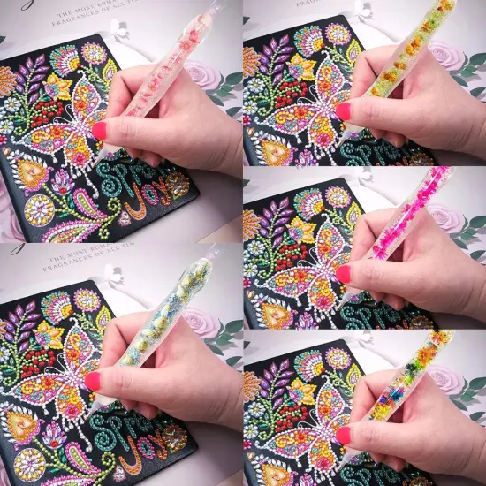 Flower 5D Diamond Painting Art Drill Tool Pen Kits for Adults with Pen Tips, Resin Diamond Painting Pen Gem Picker for Diamond Art Painting Bead Dot, Nail Art, Bead Dot Colorful {4}