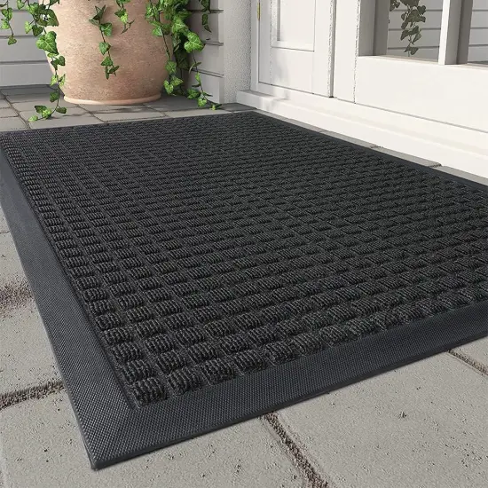 Front Door Mat Outside Entrance Doormat-Outdoor Indoor Door Mat for Entryway-Welcome Mat Thick Durable Rubber Backed Door Entry Mat Non Slip Dirt Trapper Absorbent-Black 17&rdquo;x30&rdquo; {1}