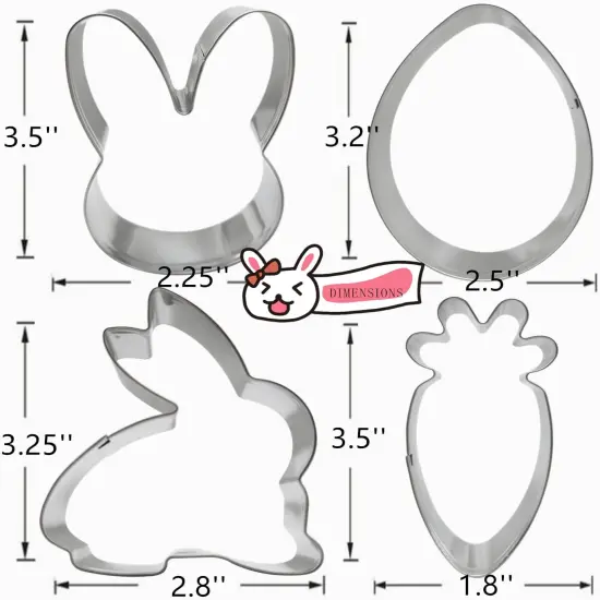 Easter Cookie Cutters, 4pcs Holiday Themed Cutter Carrot Egg Bunny Rabbite Cookie Cutter, Stainless Steel Biscuit Cutters {2}