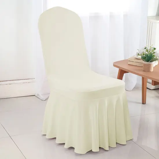 Spandex Banquet Skirt Chair Cover Ivory Stretch Skirt Fit Durable Event Decor {2}