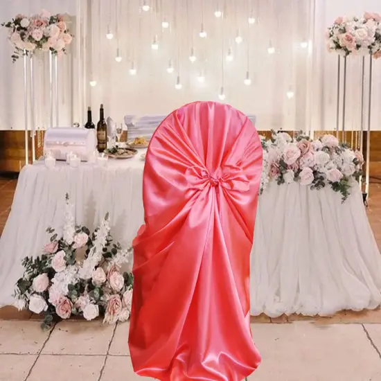 1 Piece Satin Universal Self Tie Chair Wrap Coral {2}