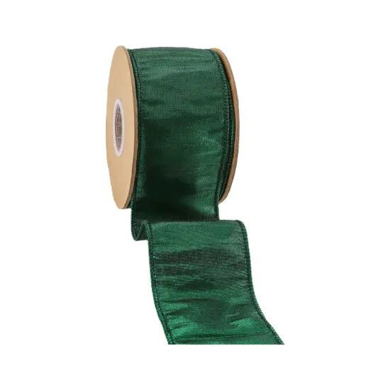 2 1/2" Wired Metallic Dupioni Ribbon | Dark Green | 10 Yard Roll {2}