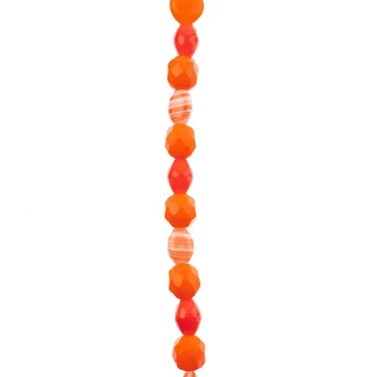 John Bead 7" Assorted Shape Czech Glass Bead Strand Orange & Clementine {1}