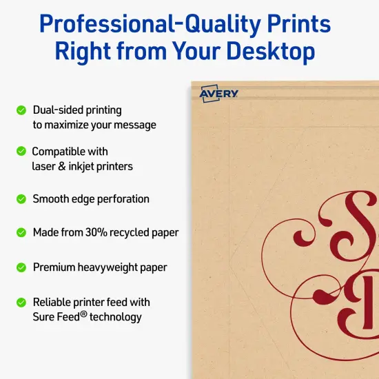 Avery Printable Geo Flat Cards, Sure Feed Technology, 5" x 7", Matte Kraft Brown Cardstock, Laser/Inkjet Printable, 20 Total, Great for Product Branding, Marketing, and More {2}