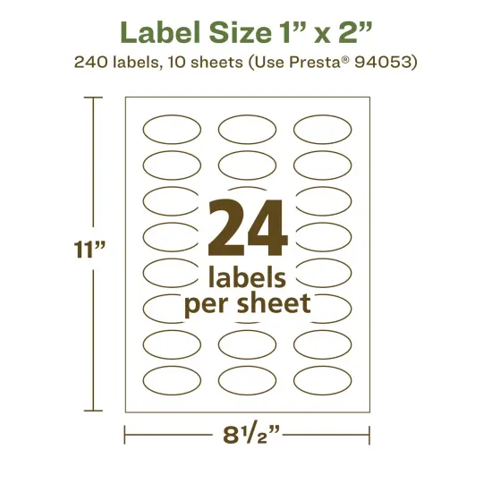 Avery Recycled Matte White Labels,1" x 2" Oval {5}