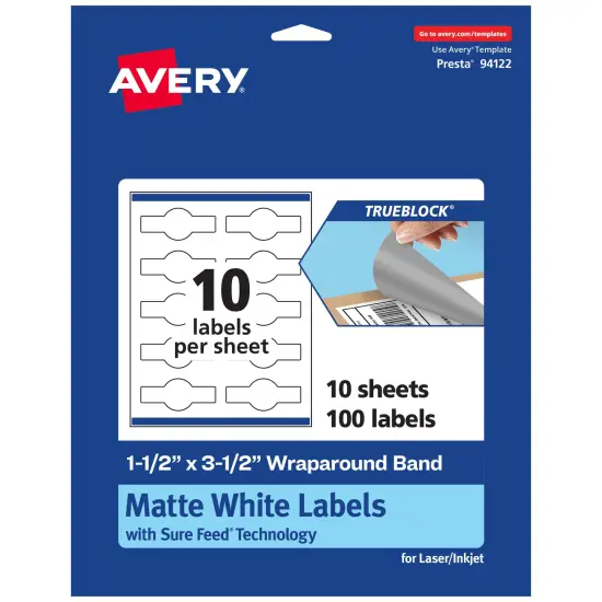 Avery TrueBlock Matte White Paper Labels,1-1/2" x 3-1/2" Wraparound {3}