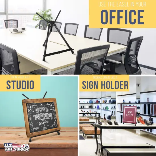 Tabletop Easel for Painting - 15" to 21" Adjustable Metal Painting Easel - Portable Art Easels (Pack of 4) for Display Table Stand - Canvas, Whiteboards, Posters, Signs, Drawings {6}