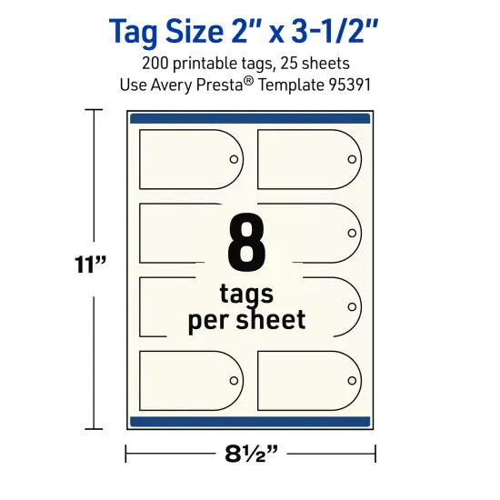 Avery Printable Arched Printable Tags, Sure Feed Technology, 2" x 3-1/2", Matte Ivory Cardstock, Print-to-The-Edge, Laser/Inkjet Printable, 80 Total {5}
