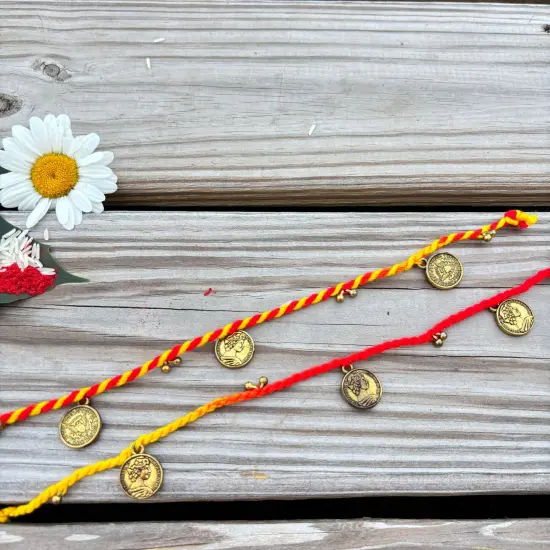 2 CT Golden Pendent Rakhi, Rakhi for Brother, Rakhi for Sister, Rakhi Card, Rakhi Bracelet, Rakhi Gift, Raksha Bandhan, Handmade Rakhi Gifts {1}