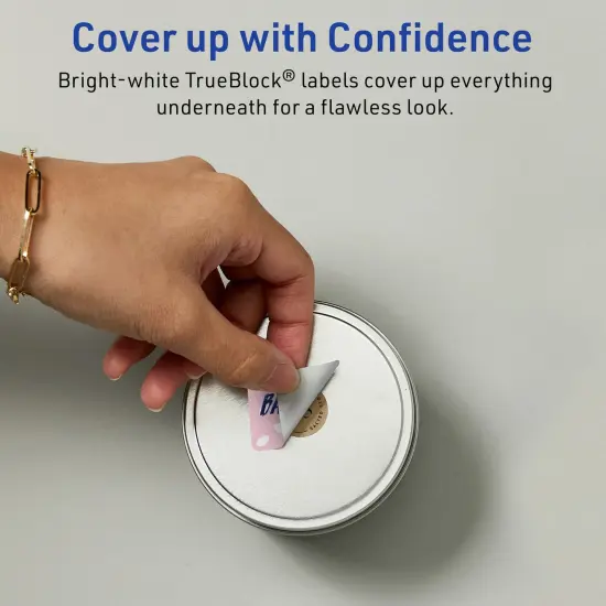 Avery TrueBlock Matte White Paper Labels,1/2" x 1-3/4" Rectangle {3}