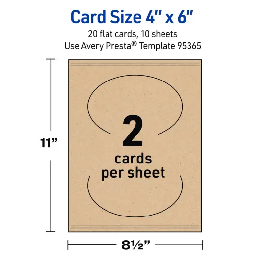 Avery Printable Oval Flat Cards, Sure Feed Technology, 4" x 6", Matte Kraft Brown Cardstock, Print-to-The-Edge, Laser/Inkjet Printable, 20 Total, Great for Product Branding, Marketing, and More {5}