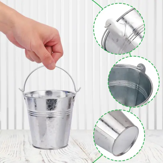 Elegant Galvanized Buckets with Handles {2}
