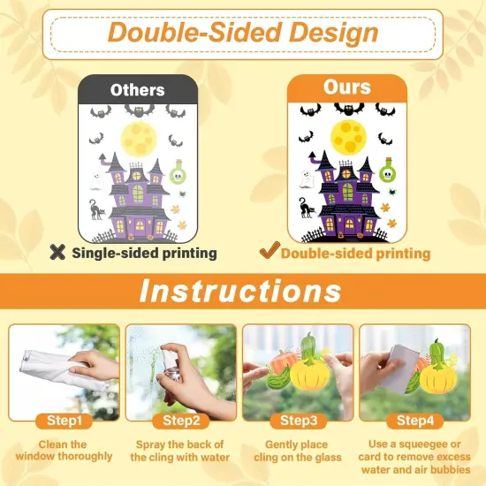 160PCS Christmas Winter Thanksgiving Window Clings {2}