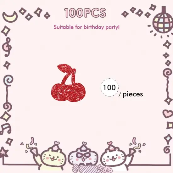 100pcs Cherry Confetti, Red Glitter Cherry Fruit Confetti {3}