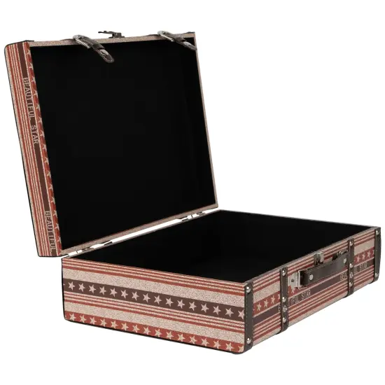 Northlight Vintage-Style Beautiful Star Decorative Luggage Trunks - 17.5" - Red White and Blue - Set of 2 Multi {7}