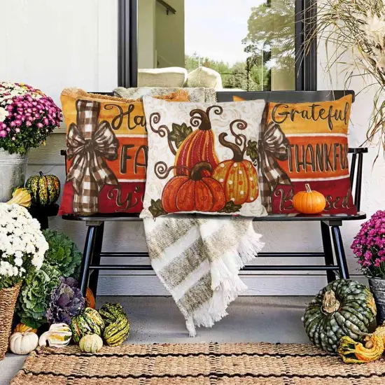 4pcs Fall Thanksgiving Pillow Covers {3}