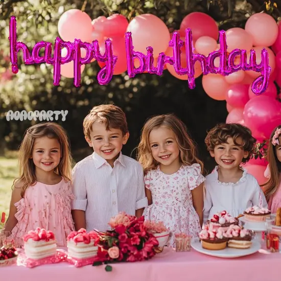 Hot Pink Happy Birthday Balloon Banner {3}