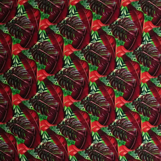 1 Yard Split & Banana Leaf with Traditional Tribal Design Rayon Poplin Fabric 44/45" Wide Purple & Red {4}