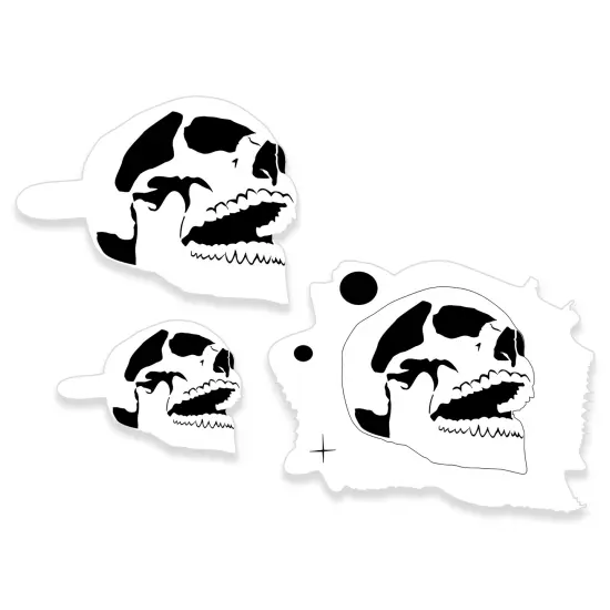 Custom Shop Airbrush Stencil Skull Design Set #7 (3 Different Scale Sizes) - 3 Laser Cut Reusable Templates {1}