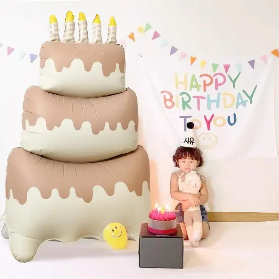 Birthday Cake Foil Standing Balloons - Caramel Cake {4}