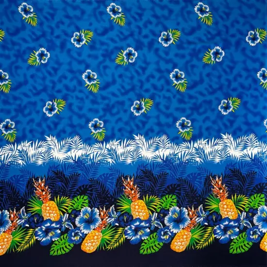 1 Yard Pineapple Hibiscus Ocean Tropical Leaves Rayon Fabric 36" L x 45" W Fuschia {5}