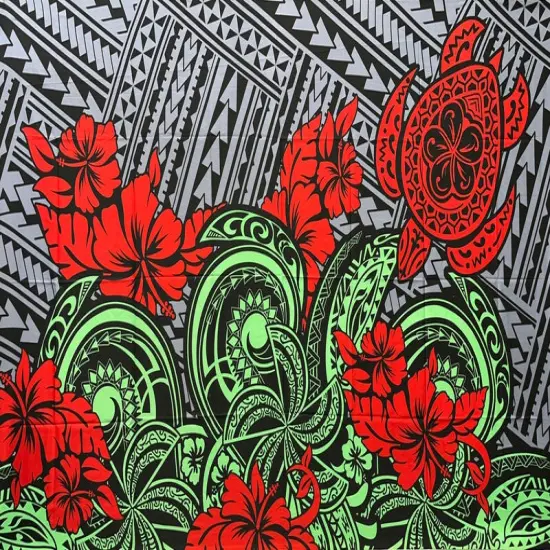 Multicolor Polynesian Tattoo Polyester Sarong 72" L x 45" W Navy {4}