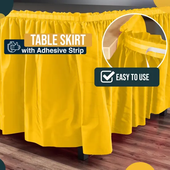 Ruffle Disposable Table Skirt 14 Ft Long Pleated Table Skirts with Adhesive Strip &ndash; Fits 6ft+ Rectangle or Round Tables &ndash; Ideal for Birthday Parties, Gender Reveal, Baby Showers & Event Decorations 6 pack by Exquisite Yellow {3}