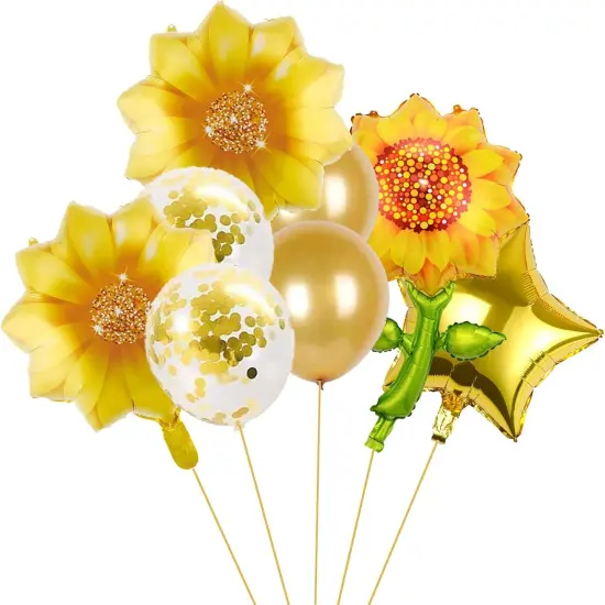 Yellow Sunflower Birthday Balloons (8Pcs) {1}