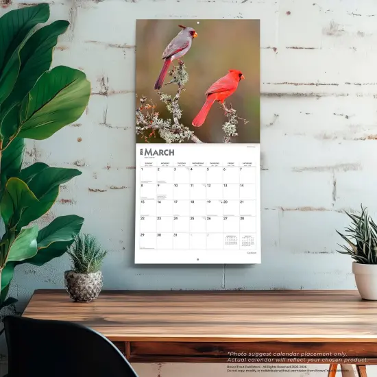 Cardinals | 2026 12 x 24 Inch (Hanging) Monthly Square Wall Calendar | Plastic-Free {5}