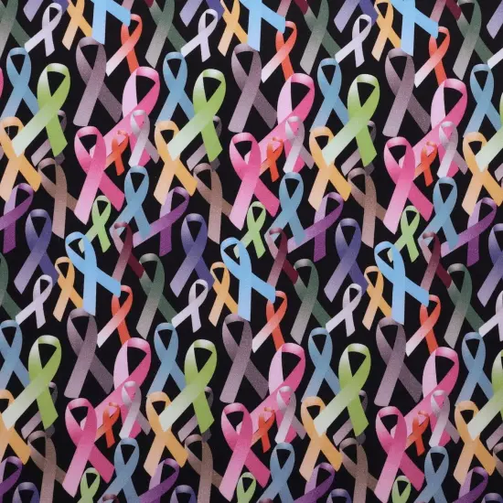 Mook Fabrics Cancer Awareness Cotton Fabric [45 in. Wide] - By The Yard Pink Ribbons {3}