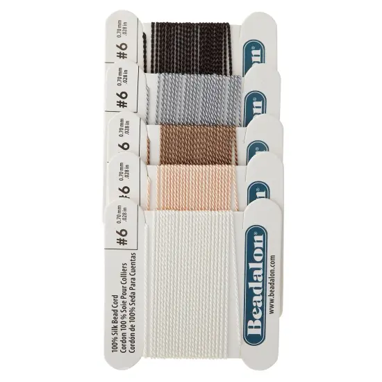 6 Packs: 5 ct. (30 Total) Beadalon&reg; Size 6 Earth Tone Silk Bead Cord {1}