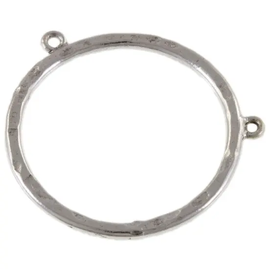 JewelrySupply Textured 33mm Round Hoop Connector w/2 Rings Antique Silver (Package of 2) {1}