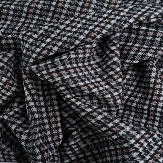 1 Yard Soft Double Knit Jacquard Plaid Fabric Stretch Polyester Rayon Spandex 58/60 Inches Wide BLACK/HUNTER {2}