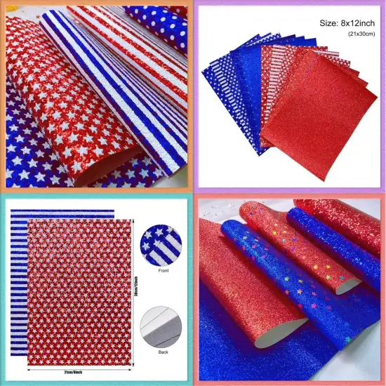 12 pcs/Pack A4 Independence Day Faux Leather Sheets {2}