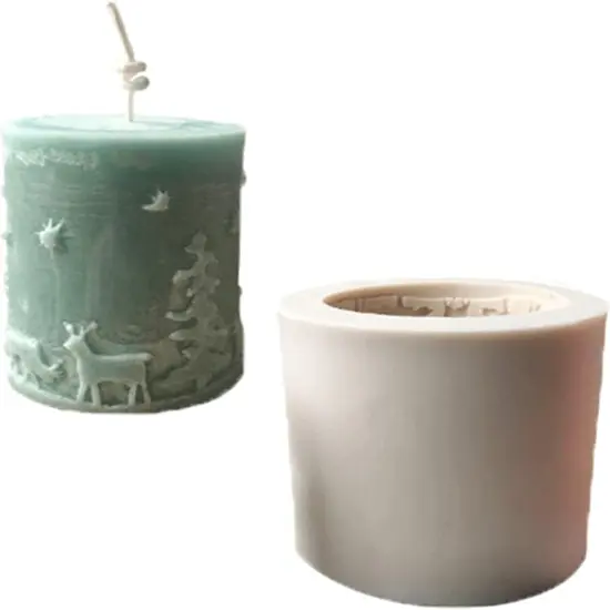 3D Cylinder Christmas Candle Molds,Silicone Soap Mold(Random Mold Color) {1}