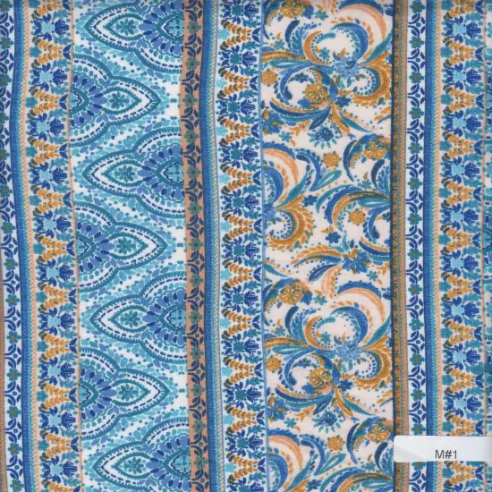 1 Yard Boho Print DTY Brushed Knit Fabric Soft Stretch Polyester Spandex 58 Inch Wide AQUA {1}
