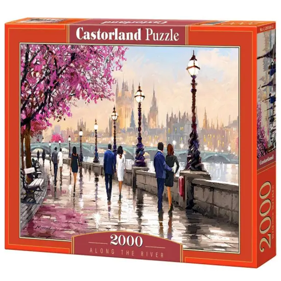 2000 Piece Jigsaw Puzzle, Along the River, Art. Puzzle, paintings puzzle, Adult Puzzles, Castorland C-200566-2 {1}