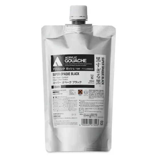 Holbein Acrylic Gouache &ndash; Super Opaque Black, 300 ml pouch {1}