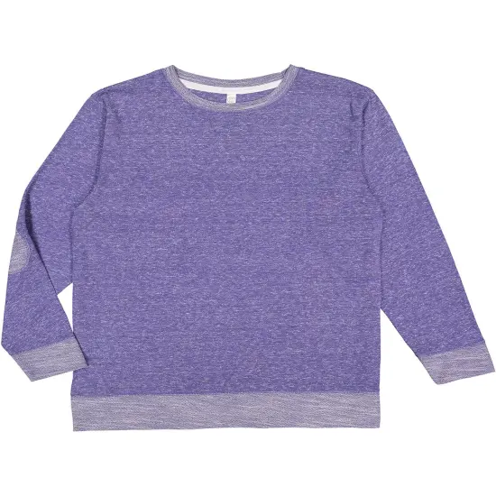 LAT&reg; Harborside Melange French Terry Crewneck with Elbow Patches PURPLE MELANGE {1}