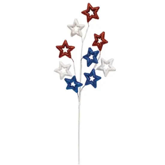 3 Asstd. Sparkle Americana Star Spray Red White Blue Glitter Home Decoration {3}