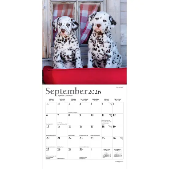 Puppy Pals | 2026 7 x 14 Inch (Hanging) Monthly Mini Wall Calendar | Foil Stamped Cover {4}